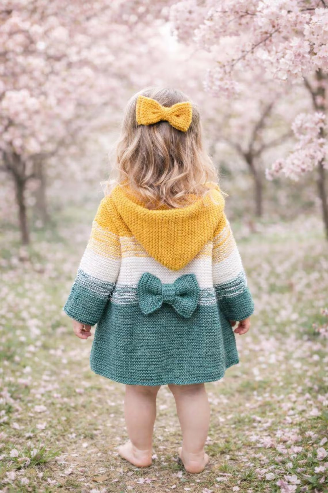 Crocheti Baby Hoodie Knitting Pattern with Bow and Heart Buttons - Perfect for Cozy Warmth