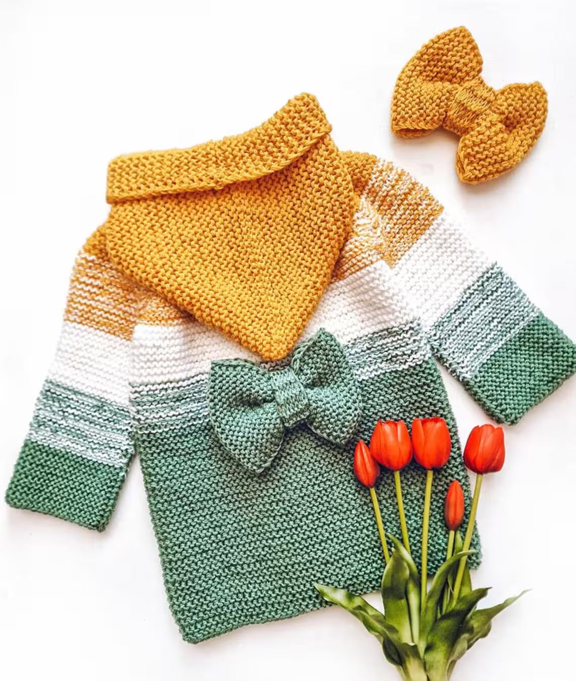Crocheti Baby Hoodie Knitting Pattern with Bow and Heart Buttons - Perfect for Cozy Warmth