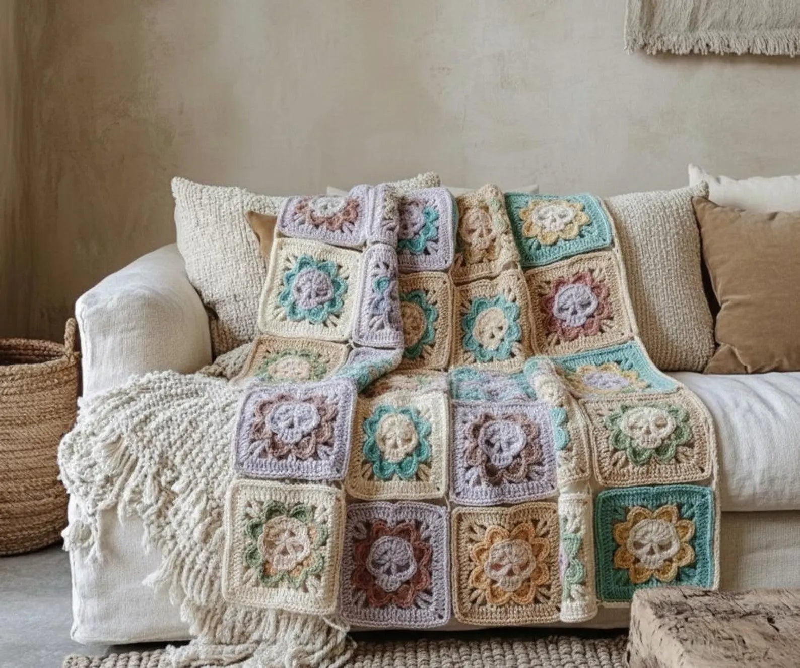 Crocheti Gothic Skull Granny Square Crochet Pattern - Create Unique Home Decor