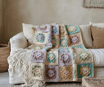 Crocheti Gothic Skull Granny Square Crochet Pattern - Create Unique Home Decor