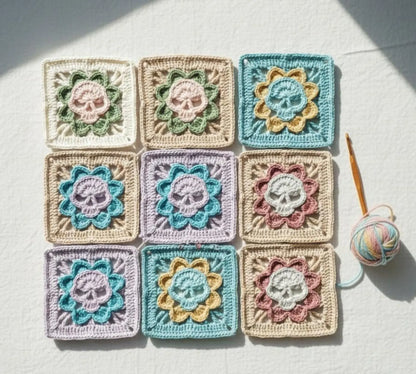 Crocheti Gothic Skull Granny Square Crochet Pattern - Create Unique Home Decor