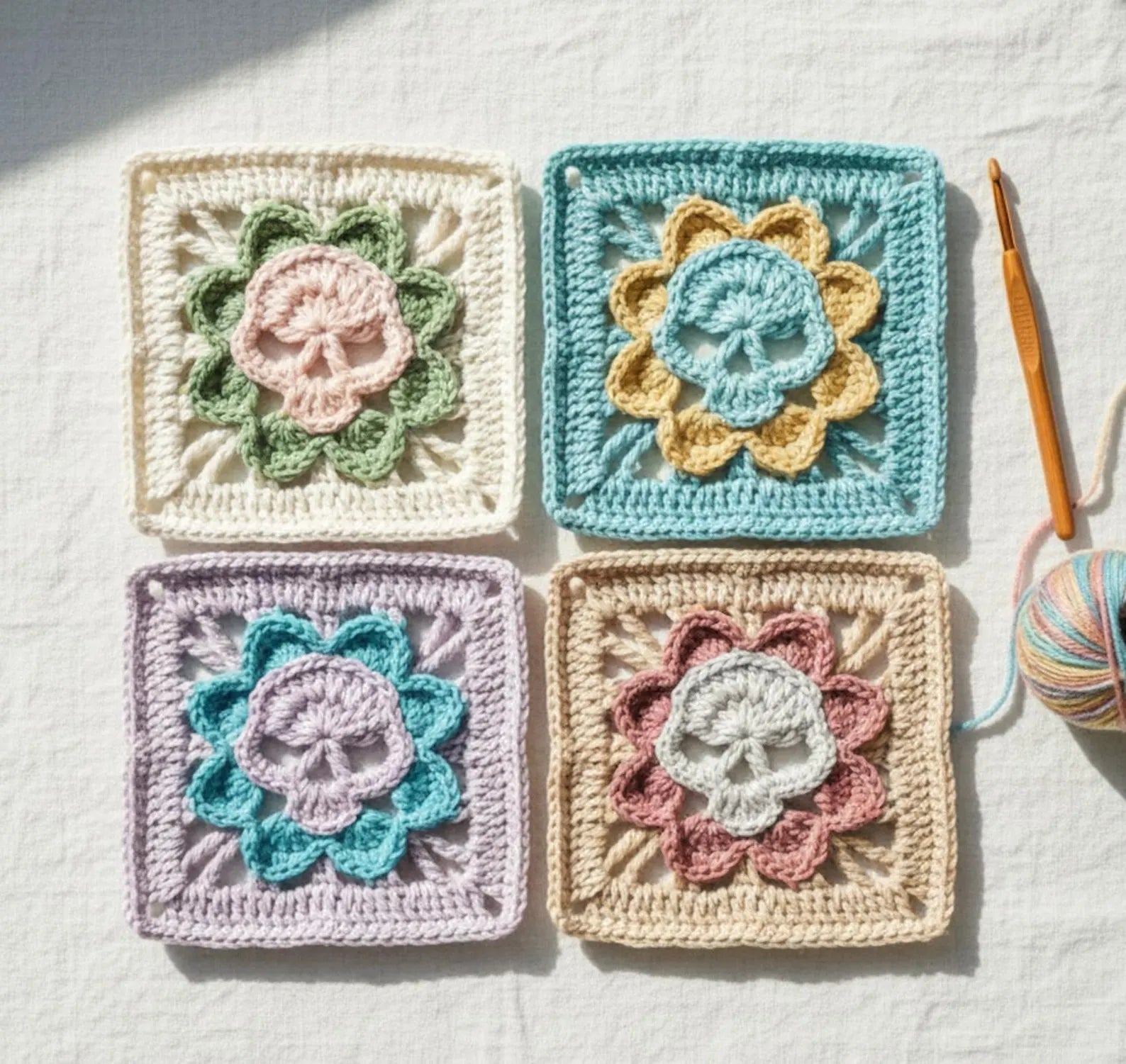 Crocheti Gothic Skull Granny Square Crochet Pattern - Create Unique Home Decor
