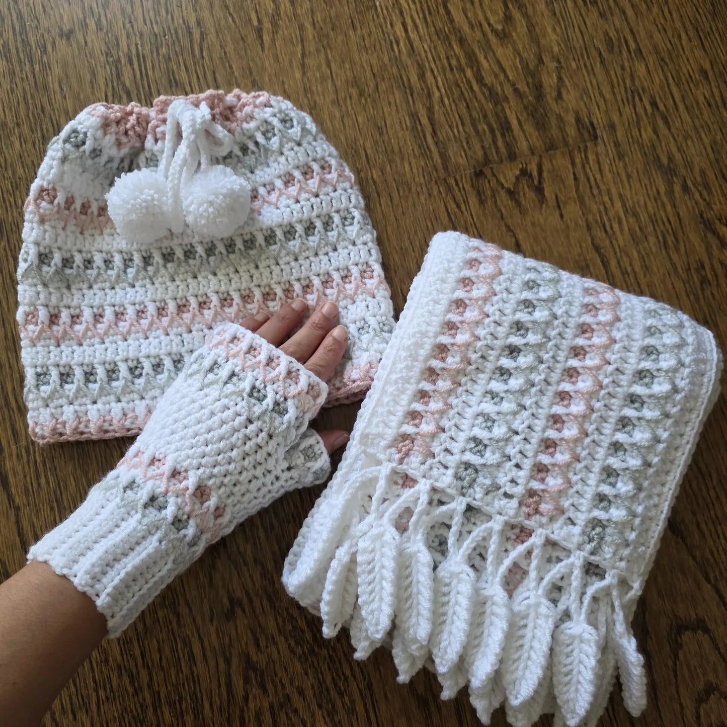 Crocheti 3 in 1 Scarf Beanie Fingerless Gloves Crochet Pattern - Versatile Winter Accessory
