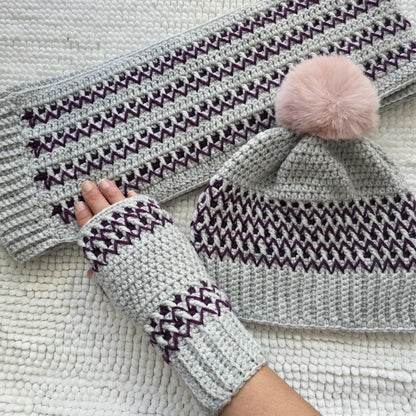 Crocheti 3 in 1 Scarf Beanie Fingerless Gloves Crochet Pattern - Versatile Winter Accessory